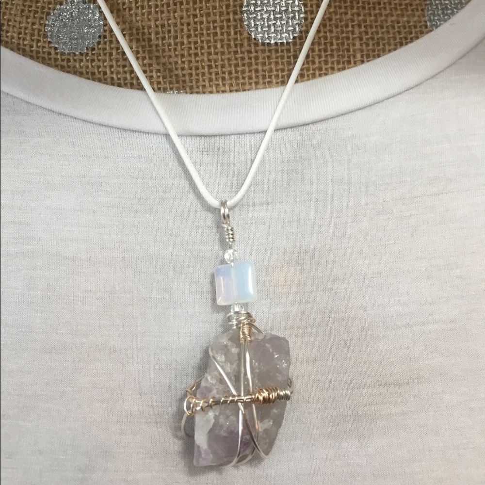 Natural Amethyst Wire Wrapped Necklace